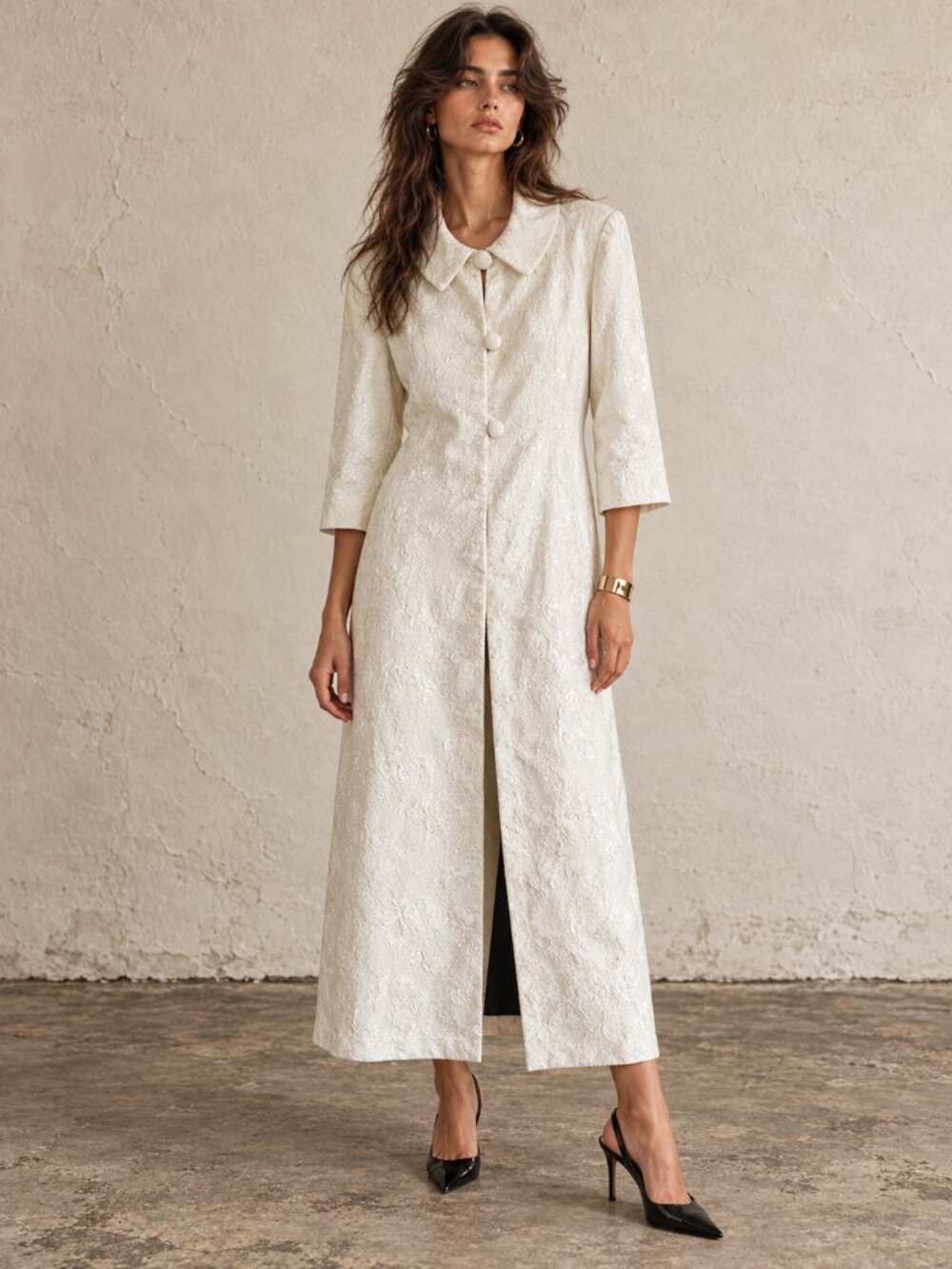 Vintage 1960s White Evening Opera Coat | Full Length 3 Button